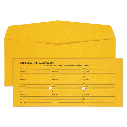 Quality Park Light Brown Fold Flap Kraft Trade Size Interoffice Envelope, One-Sided Box-Style Format, 4.5 x 10.38, Brown Kraft, 500/Box (63262)