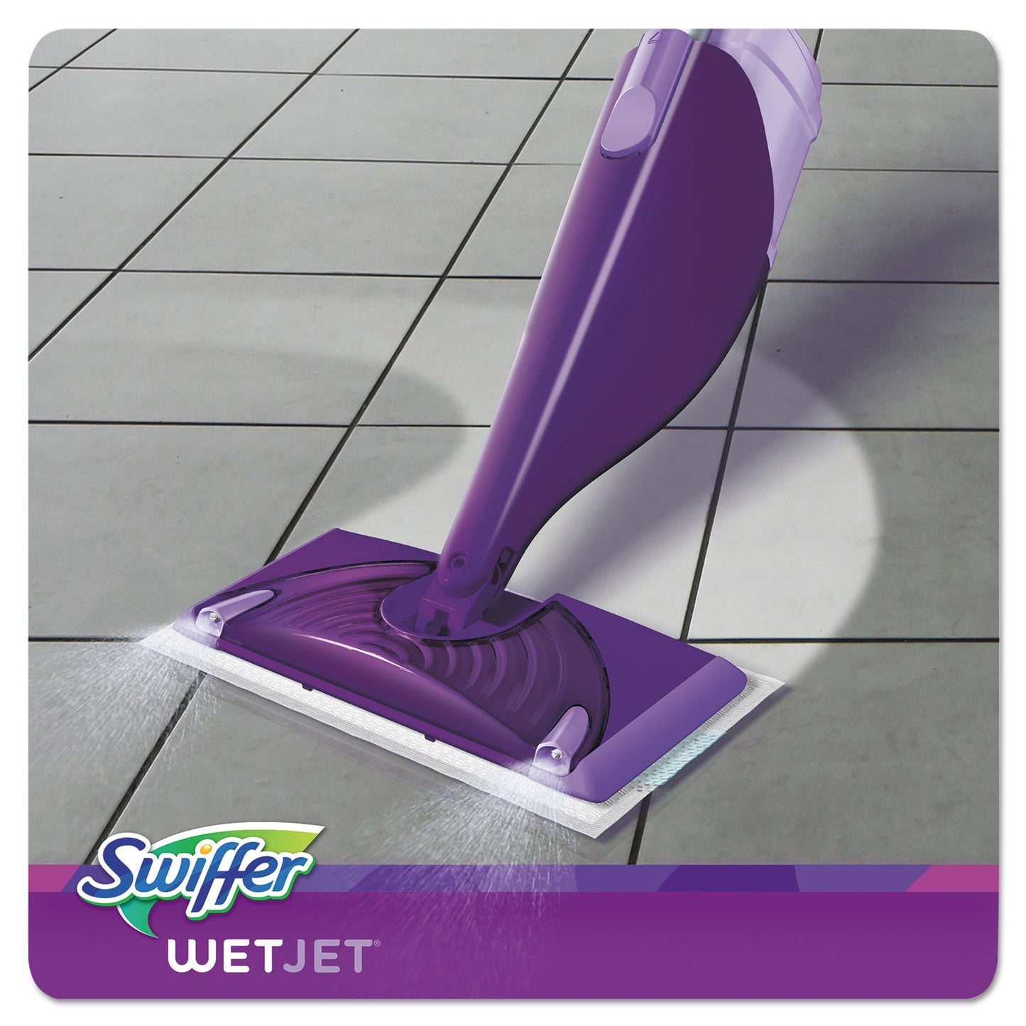 Swiffer WetJet Mop, 11 x 5 White Cloth Head, 46" Purple/Silver Aluminum/Plastic Handle, 2/Carton (92811CT)