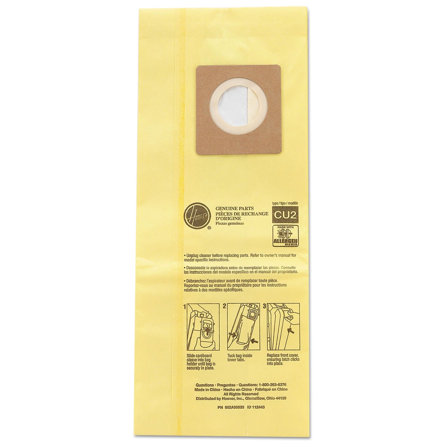 Hoover HushTone Vacuum Bags, Yellow, 10/Pack (AH10243)