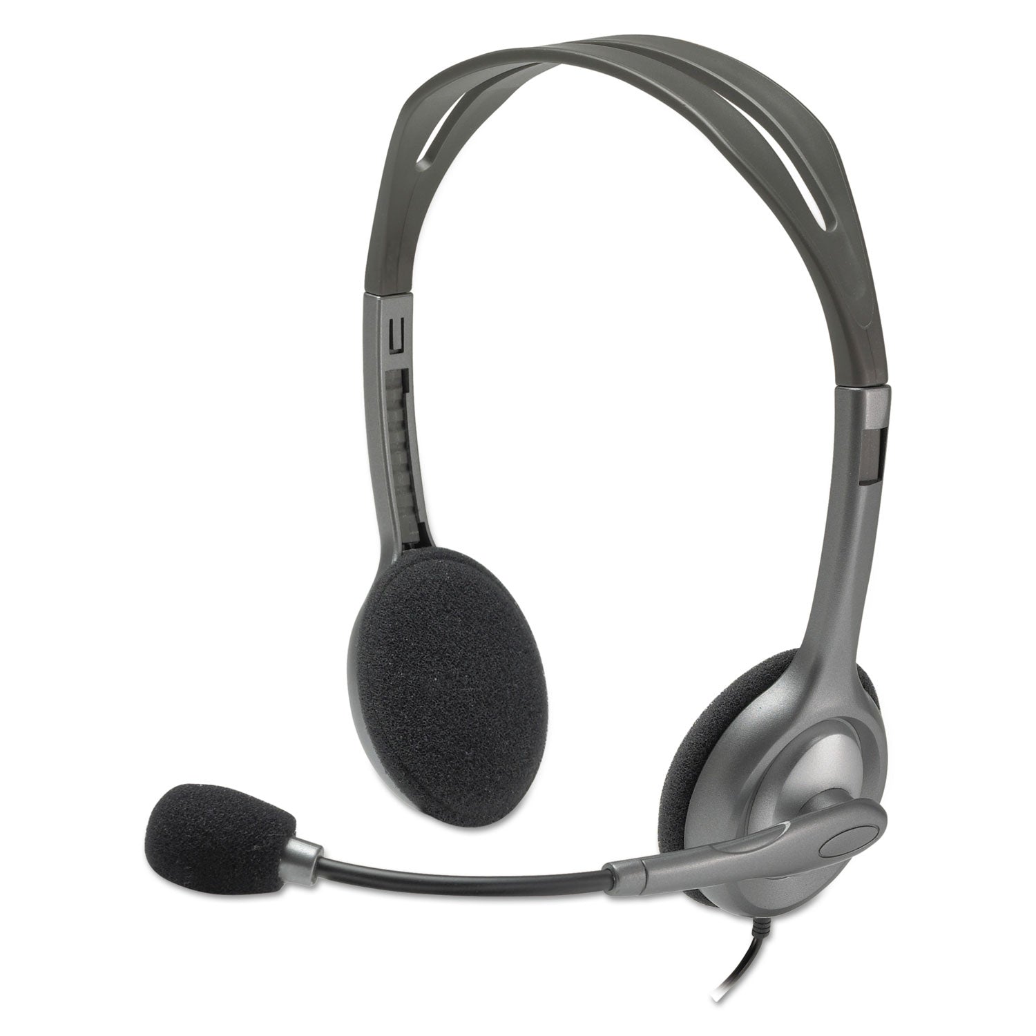 Logitech H111 Binaural Over The Head Headset, Black/Silver (981000612)