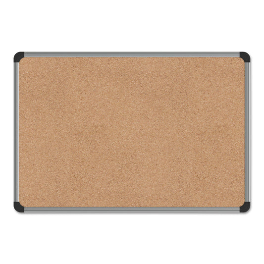 Universal Cork Board with Aluminum Frame, 24 x 18, Tan Surface (43712)