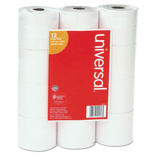 Universal Impact and Inkjet Print Bond Paper Rolls, 0.5" Core, 2.25" x 130 ft, White, 12/Pack (35715GN)