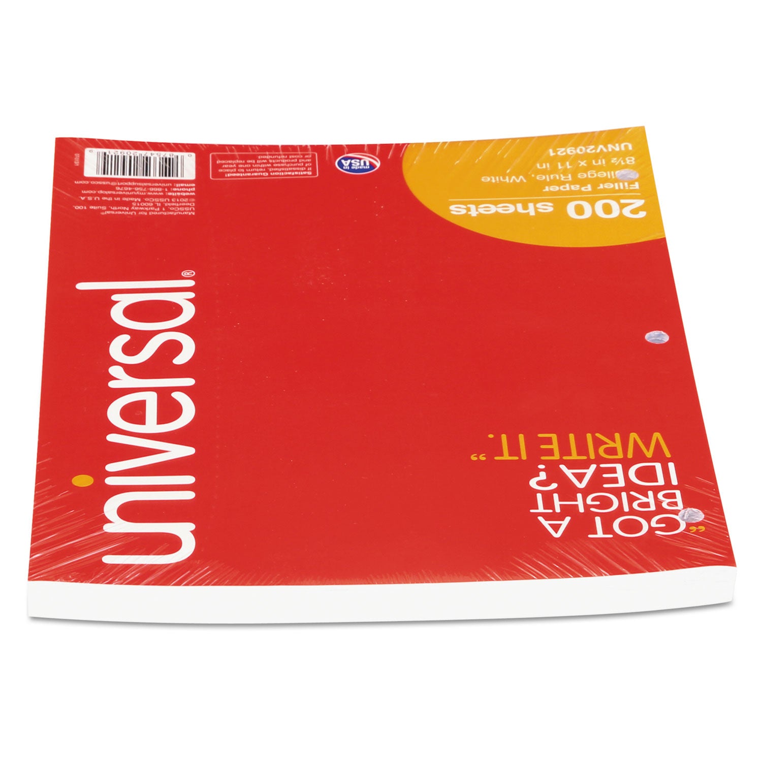 Universal Filler Paper, 3-Hole, 8.5 x 11, Medium/College Rule, 200/Pack (20921)