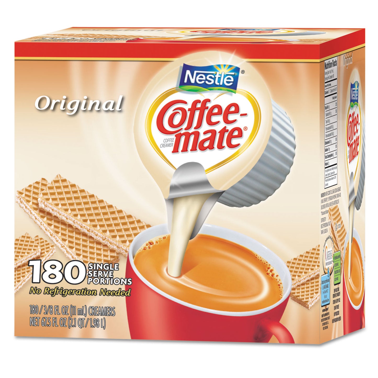 Coffee-mate Liquid Coffee Creamer, Original, 0.38 oz Mini Cups, 180/Carton (753032)
