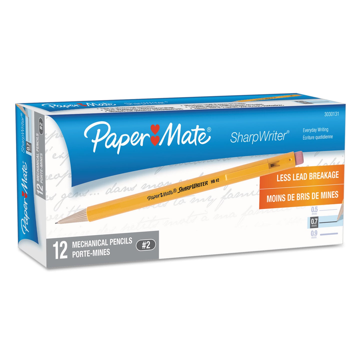 Paper Mate Sharpwriter Mechanical Pencil, 0.7 mm, HB (#2), Black Lead, Classic Yellow Barrel, Dozen (3030131C)