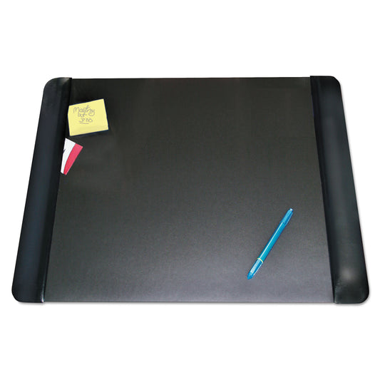 Artistic Executive Desk Pad with Antimicrobial Protection, Leather-Like Side Panels, 24 x 19, Black (413841)