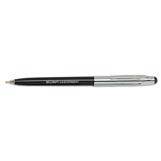 AbilityOne 7520016438194, SKILCRAFT Combo Ballpoint Pen/Stylus, Retractable, Medium 1 mm, Black Ink, Black/Silver Barrel