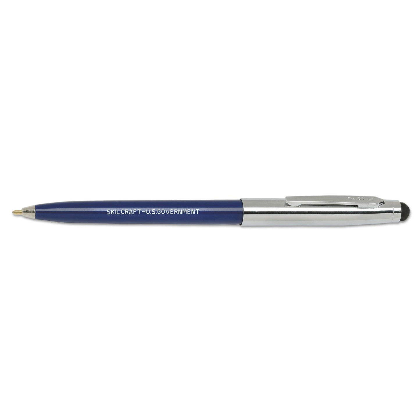 AbilityOne 7520016438195, SKILCRAFT Combo Ballpoint Pen/Stylus, Retractable, Medium 1 mm, Blue Ink, Blue/Silver Barrel