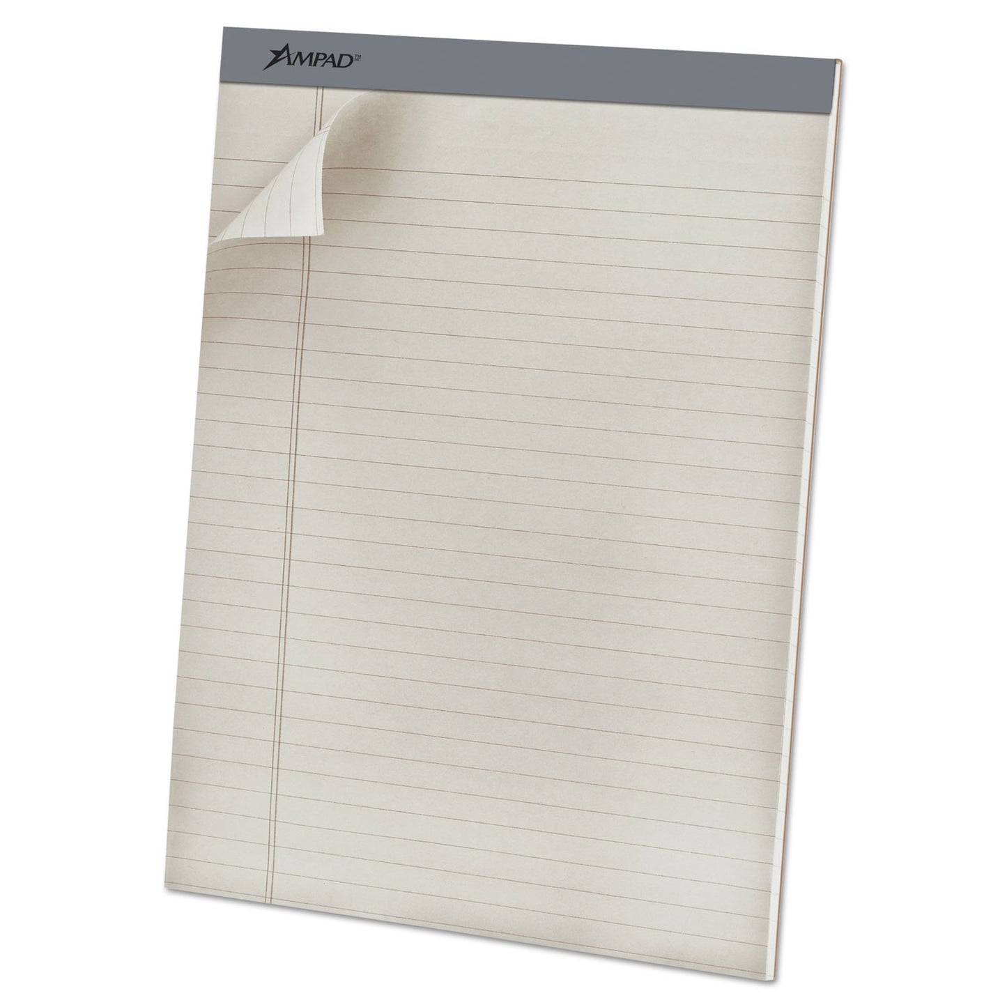 Ampad Pastel Writing Pads, Wide/Legal Rule, Dove Gray Headband, 50 Gray 8.5 x 11.75 Sheets, Dozen (20620)