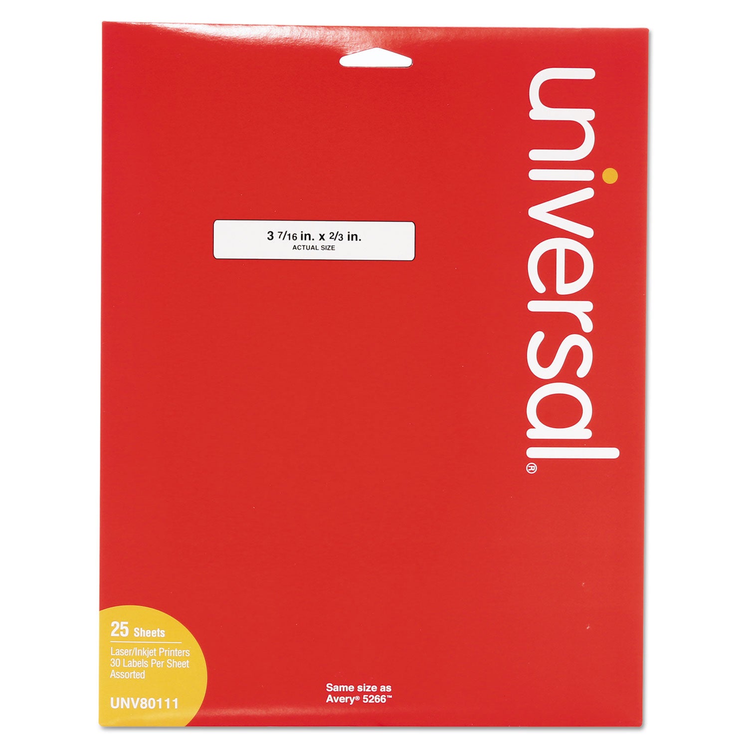 Universal Self-Adhesive Permanent File Folder Labels, 0.66 x 3.44, White with Assorted Color Borders, 30/Sheet, 25 Sheets/Pack (80111)