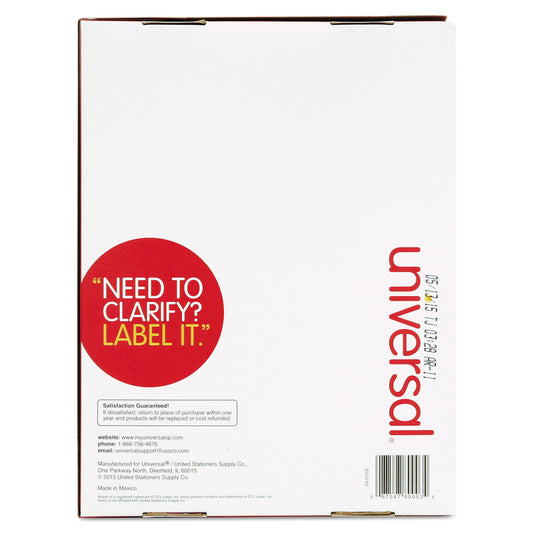 Universal White Labels, Inkjet/Laser Printers, 1.33 x 4, White, 14/Sheet, 250 Sheets/Box (80003)