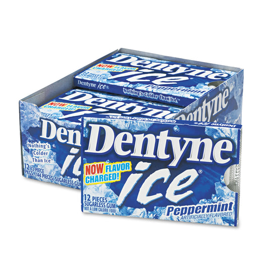 Dentyne Sugarless Gum, Peppermint Flavor,16 Pieces/Pack, 9 Packs/Box (3125400)