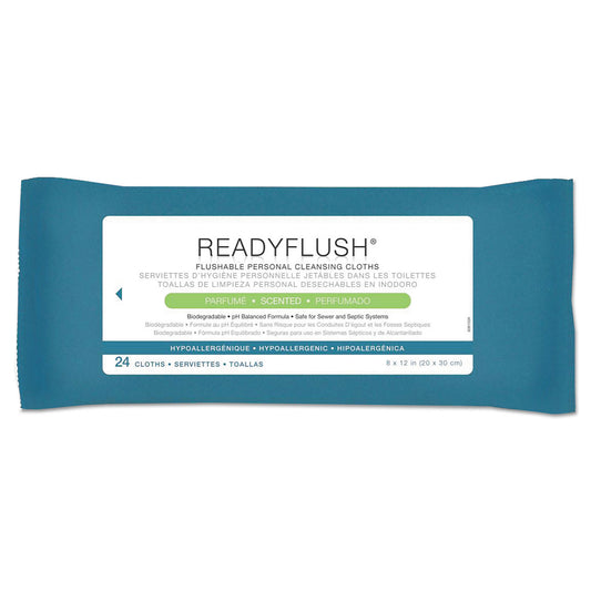 Medline ReadyFlush Biodegradable Flushable Wipes, 1-Ply, 8 x 12, White, 24/Pack (MSC263810)