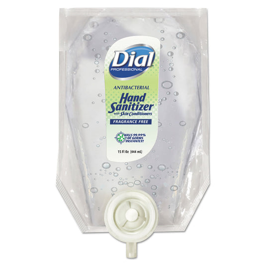 Dial Antibacterial Gel Hand Sanitizer Refill for Versa Dispenser, Fragrance-Free, 15 oz, 6/Carton (12258CT)