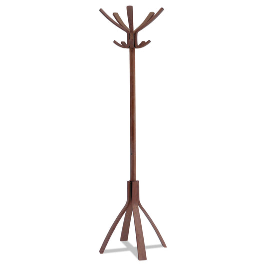 Alba Cafe Wood Coat Stand, Ten Peg/Five Hook, 21.67w x 21.67d x 69.33h, Espresso Brown (PMCAFE)