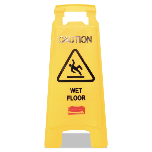 Rubbermaid Commercial Caution Wet Floor Sign, 11 x 12 x 25, Bright Yellow (611277YW)