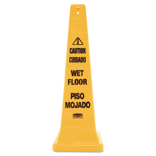 Rubbermaid Commercial Multilingual Wet Floor Safety Cone, 12.25 x 12.25 x 36 (627677)