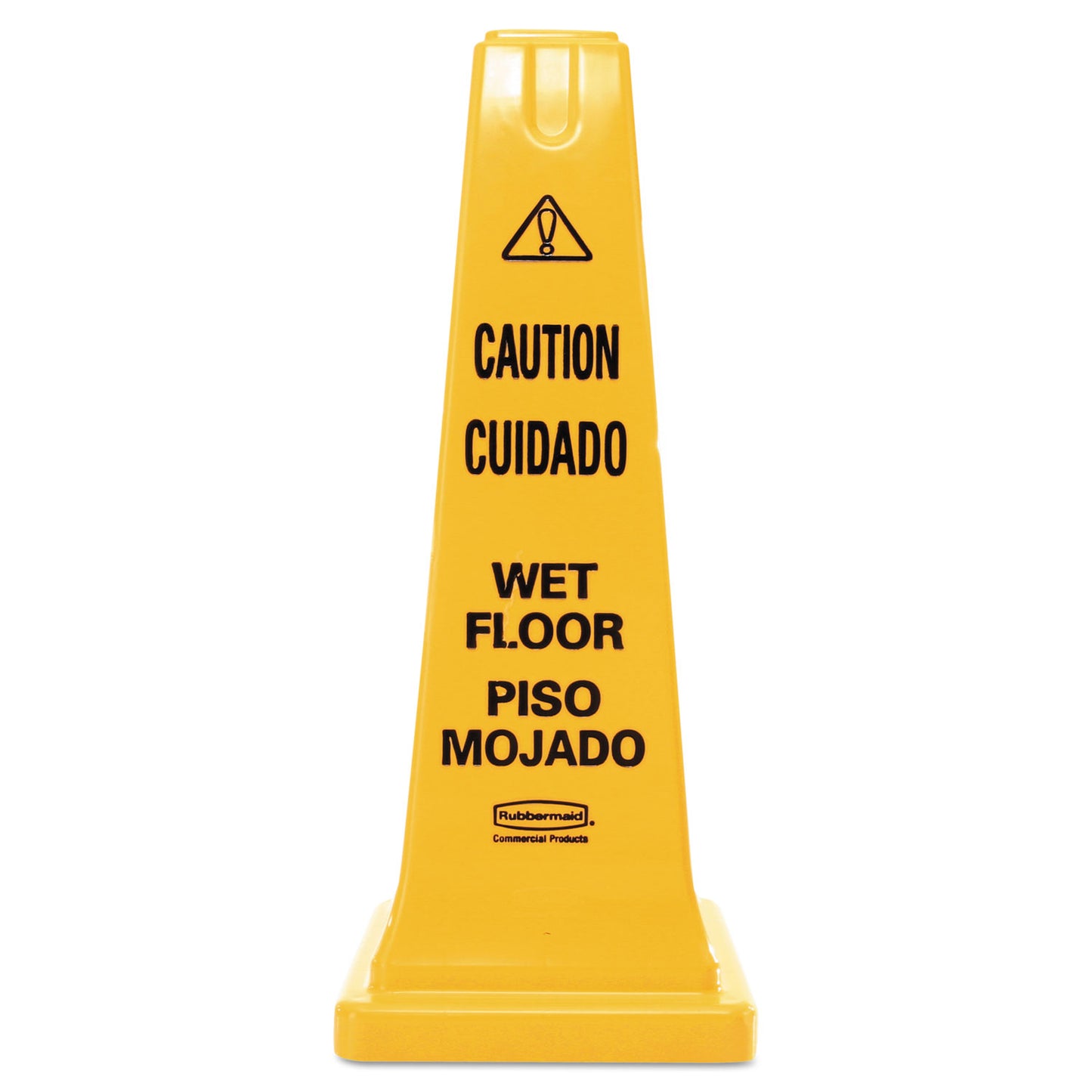 Rubbermaid Commercial Multilingual Wet Floor Safety Cone, 10.55 x 10.5 x 25.63, Yellow (627777)