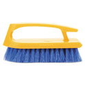 Rubbermaid Commercial Iron-Shaped Handle Scrub Brush, Blue Polypropylene Bristles, 6" Brush, 6" Yellow Plastic Handle (6482COB)