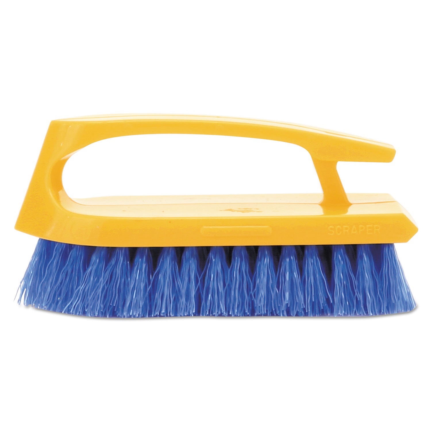 Rubbermaid Commercial Iron-Shaped Handle Scrub Brush, Blue Polypropylene Bristles, 6" Brush, 6" Yellow Plastic Handle (6482COB)