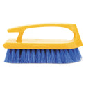 Rubbermaid Commercial Iron-Shaped Handle Scrub Brush, Blue Polypropylene Bristles, 6" Brush, 6" Yellow Plastic Handle (6482COB)