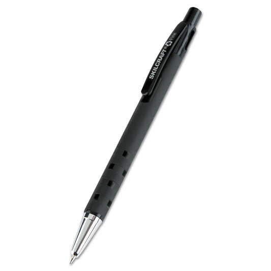 AbilityOne 7520013527309, SKILCRAFT Rubberized Ballpoint Pen, Retractable, Fine 0.7 mm, Black Ink, Black Barrel, Dozen