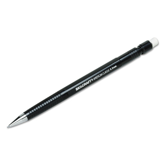 AbilityOne 7520001615664, SKILCRAFT American Classic Mechanical Pencil, 0.9 mm, F (#2.5), Black Lead, Black Barrel, Dozen