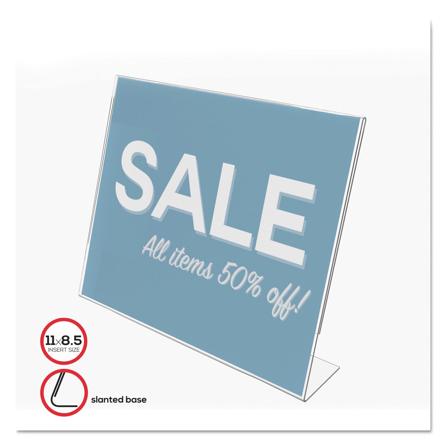 Deflecto Classic Image Slanted Sign Holder, Landscaped, 11 x 8.5 Insert, Clear (66701)