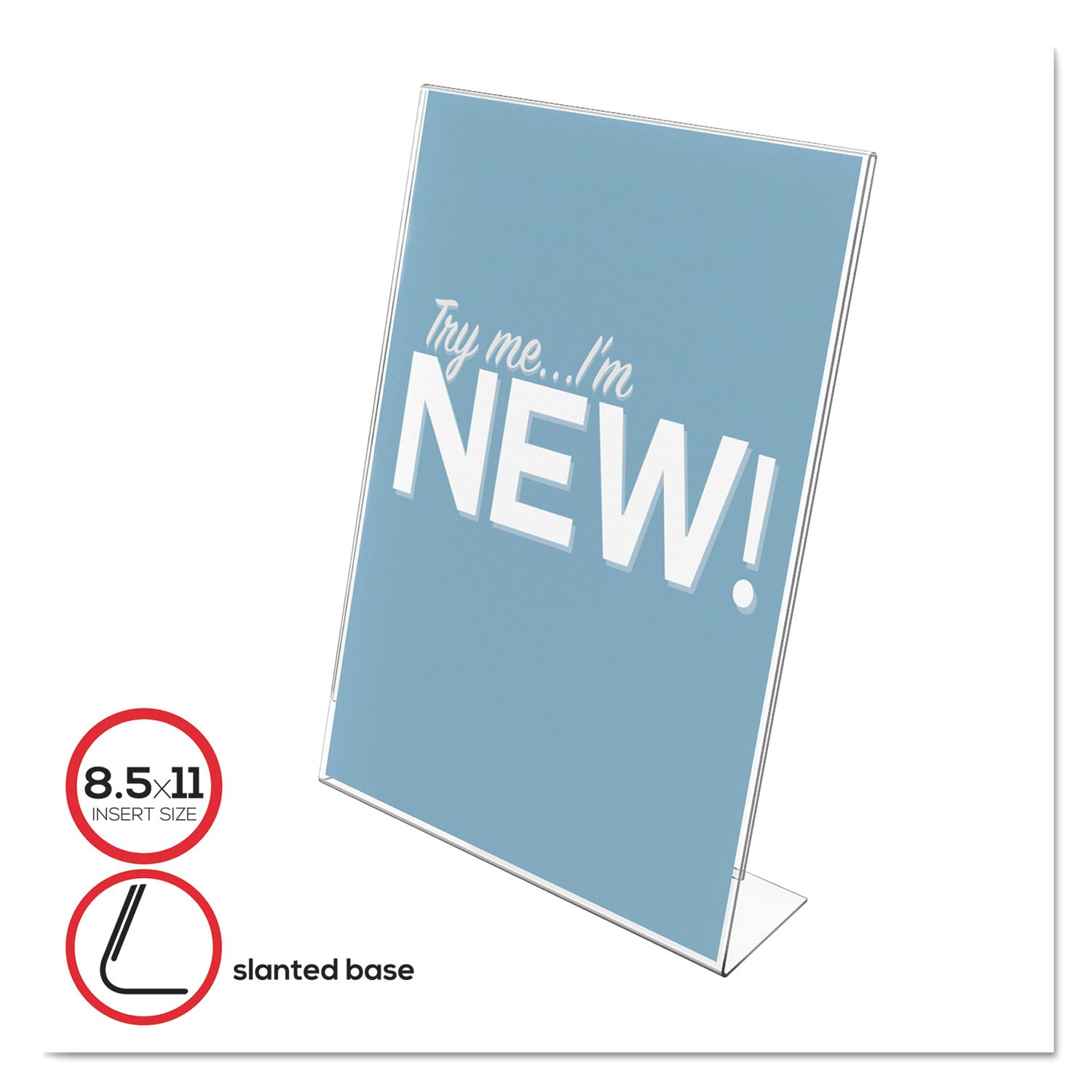 Deflecto Classic Image Slanted Sign Holder, Portrait, 8.5 x 11 Insert, Clear (69701)