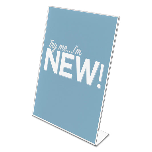 Deflecto Classic Image Slanted Sign Holder, Portrait, 8.5 x 11 Insert, Clear (69701)