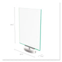 Deflecto Superior Image Swivel Sign Holder w/Green Edge, 8.5 x 11 Insert, Silver Base (691590)