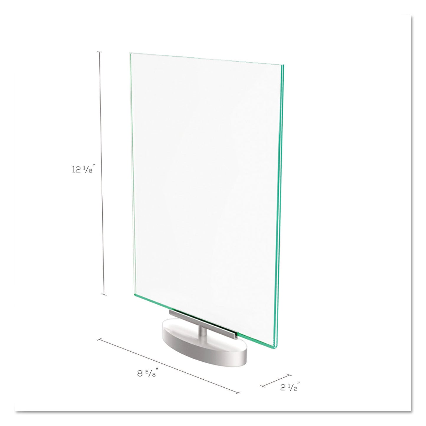 Deflecto Superior Image Swivel Sign Holder w/Green Edge, 8.5 x 11 Insert, Silver Base (691590)