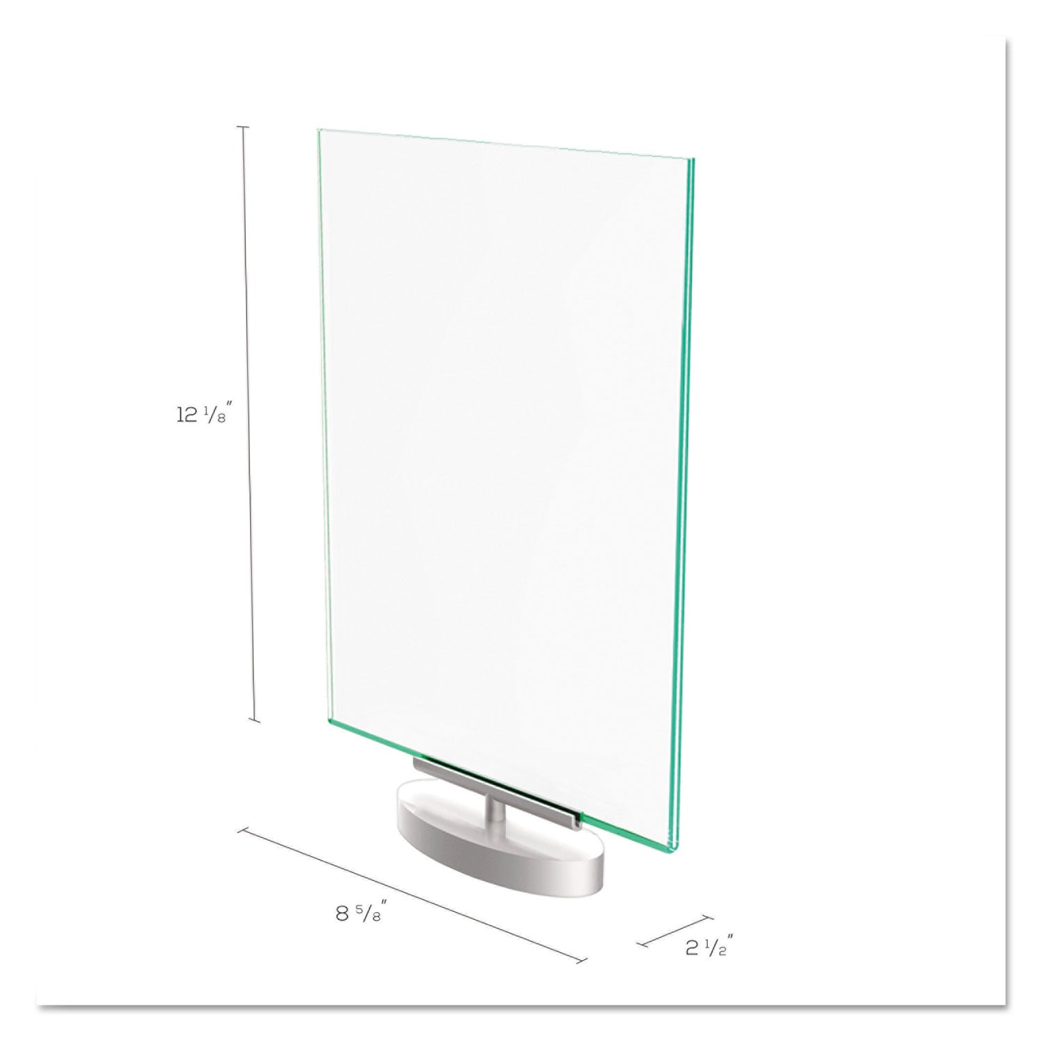 Deflecto Superior Image Swivel Sign Holder w/Green Edge, 8.5 x 11 Insert, Silver Base (691590)