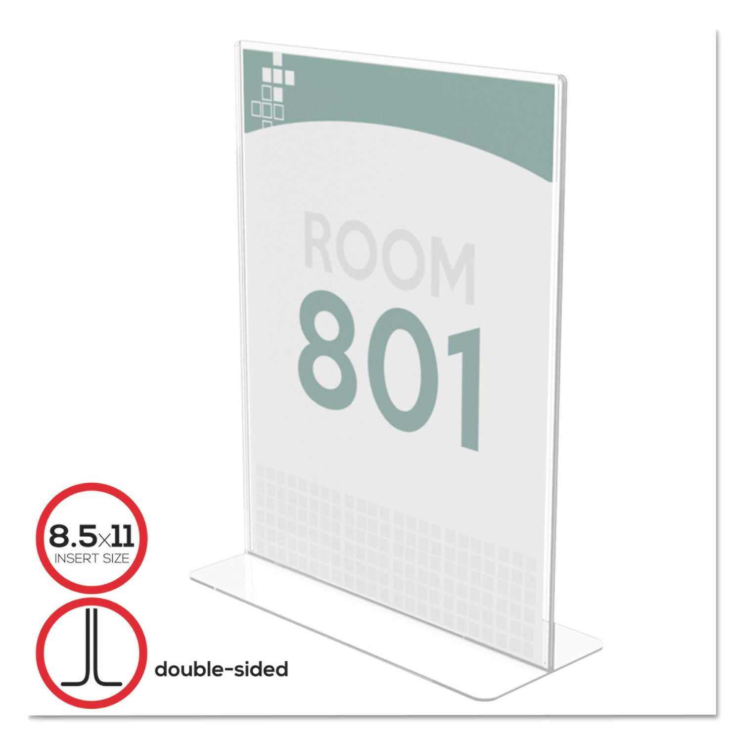 Deflecto Superior Image Double Sided Sign Holder, 8.5 x 11 Insert, Clear (590801)