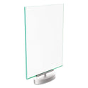 Deflecto Superior Image Swivel Sign Holder w/Green Edge, 8.5 x 11 Insert, Silver Base (691590)