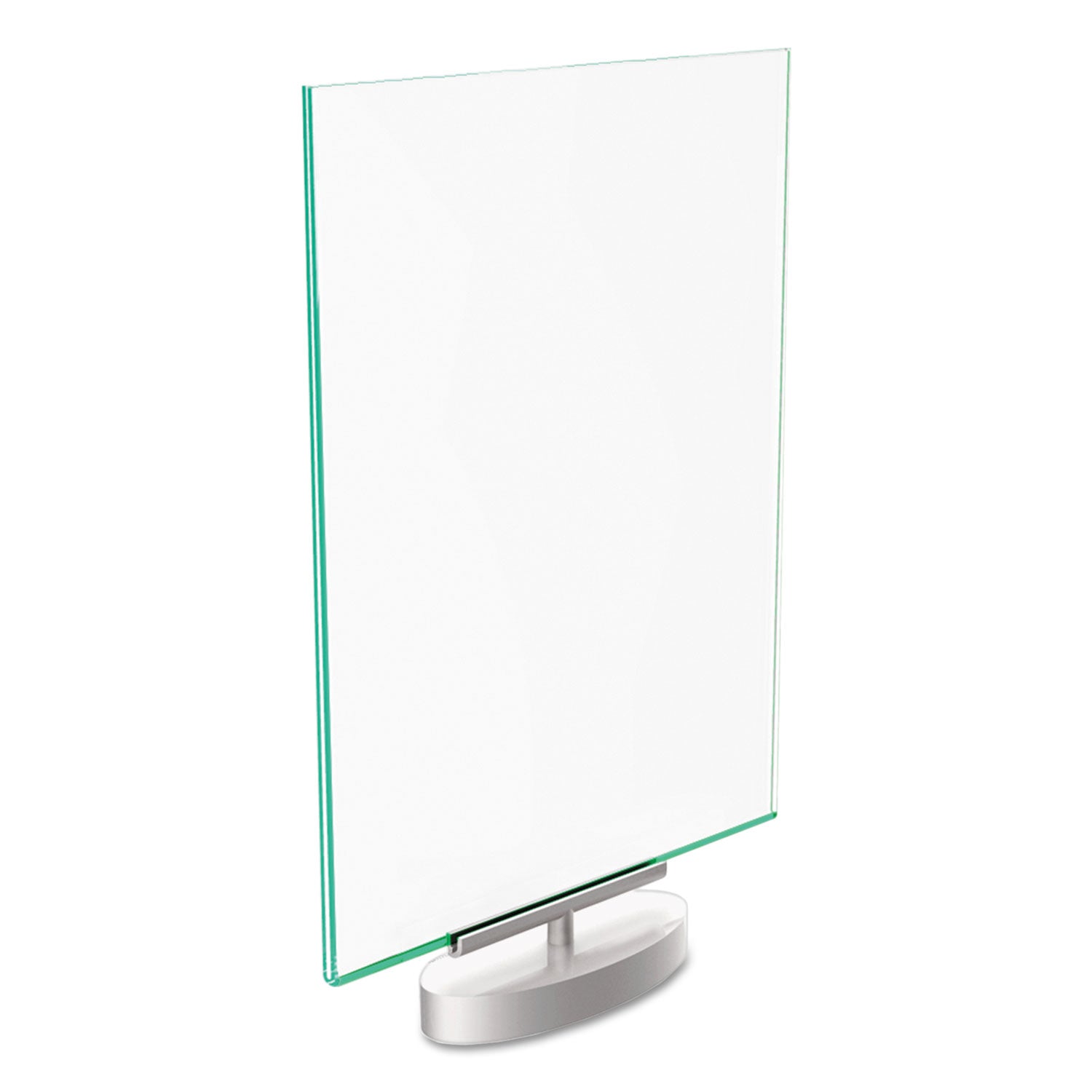 Deflecto Superior Image Swivel Sign Holder w/Green Edge, 8.5 x 11 Insert, Silver Base (691590)