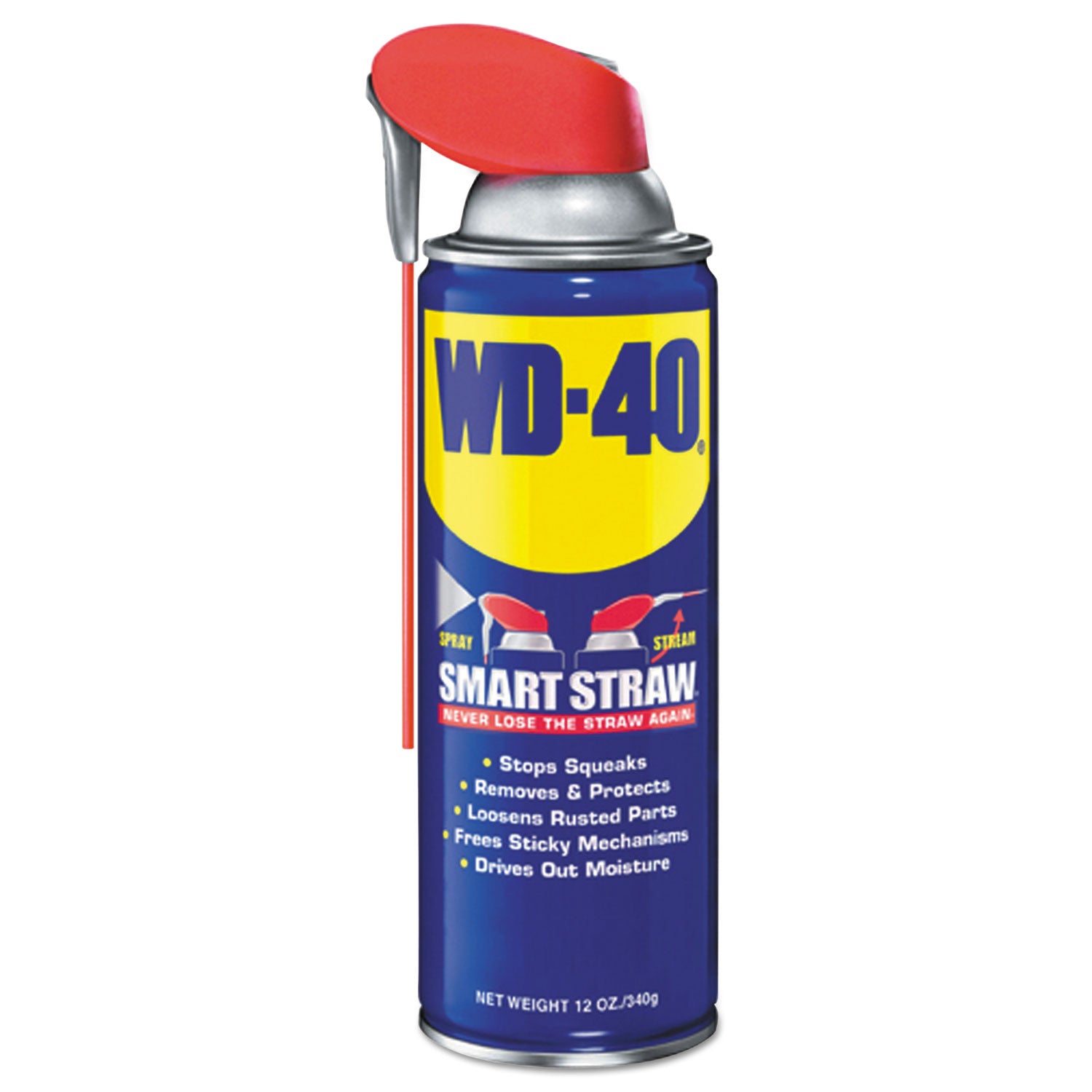 WD-40 Smart Straw Spray Lubricant, 12 oz Aerosol Can, 12/Carton (490057)