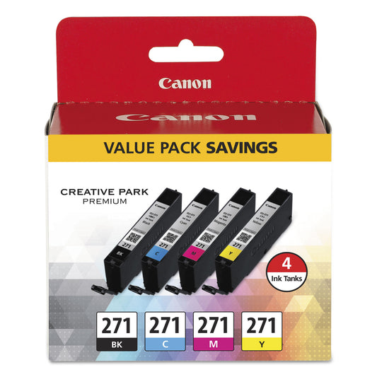 Canon 0390C005 (CLI-271) Ink, Black/Cyan/Magenta/Yellow