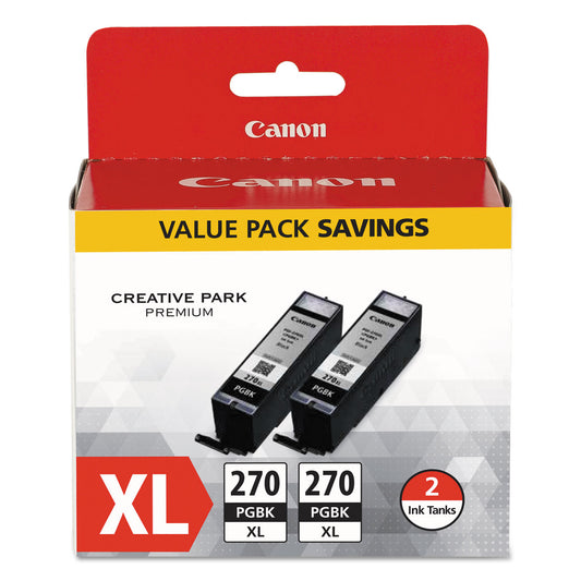 Canon 0319C005 (PGI-270XL) High-Yield Ink, Black, 2/Pack