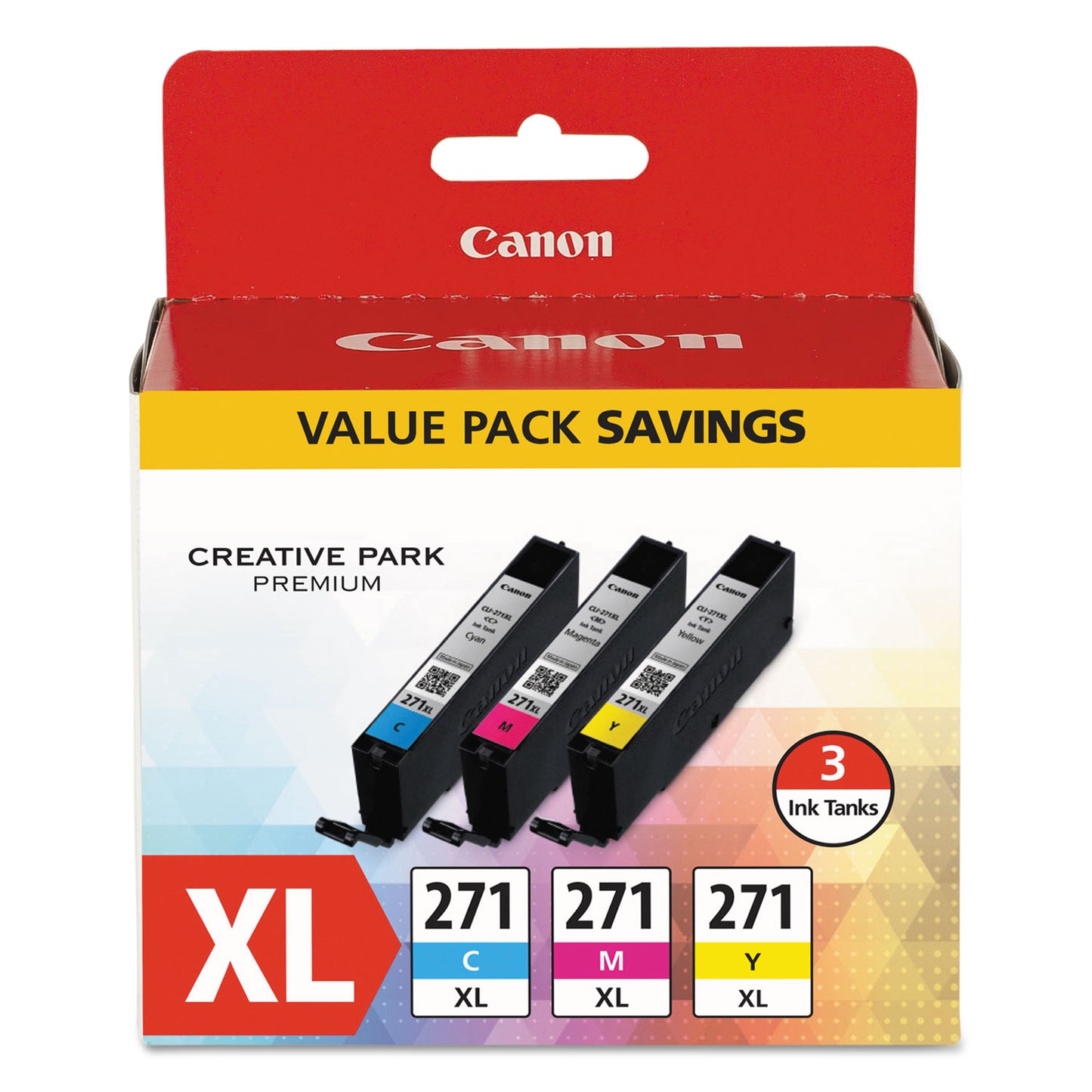 Canon 0337C005 (CLI-271XL) High-Yield Ink, Cyan/Magenta/Yellow