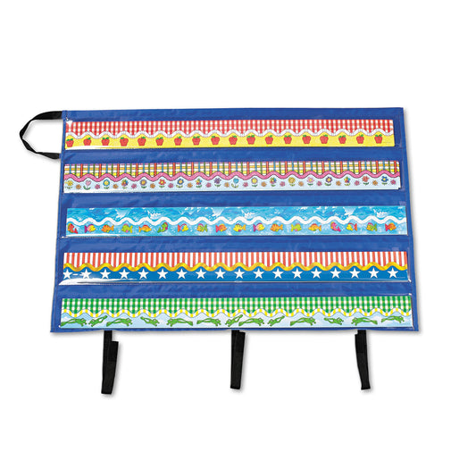 Carson-Dellosa Border Storage Pocket Chart, 41" x 24.5", Blue/Clear (CD5652)