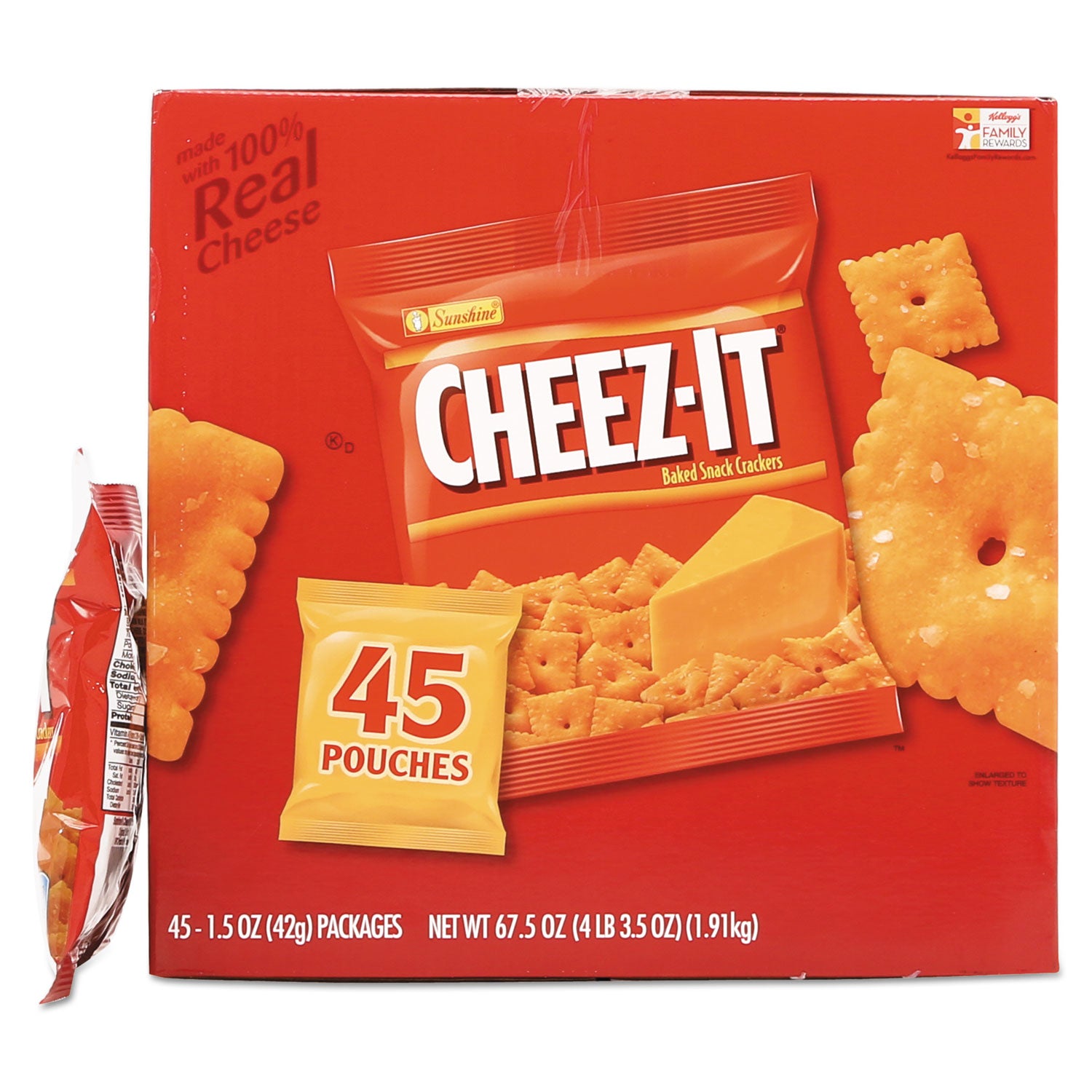 Sunshine Cheez-it Crackers, Original, 1.5 oz Pack, 45 Packs/Carton (827553)