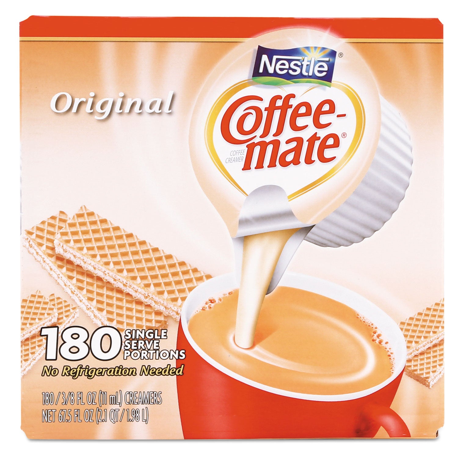 Coffee-mate Liquid Coffee Creamer, Original, 0.38 oz Mini Cups, 180/Carton (753032)