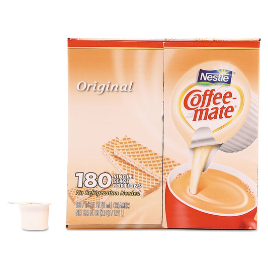 Coffee-mate Liquid Coffee Creamer, Original, 0.38 oz Mini Cups, 180/Carton (753032)