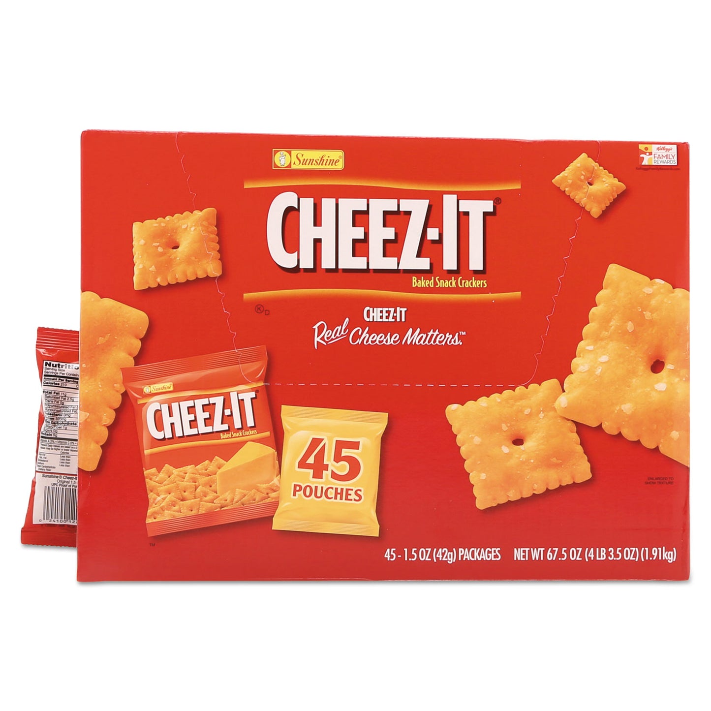 Sunshine Cheez-it Crackers, Original, 1.5 oz Pack, 45 Packs/Carton (827553)