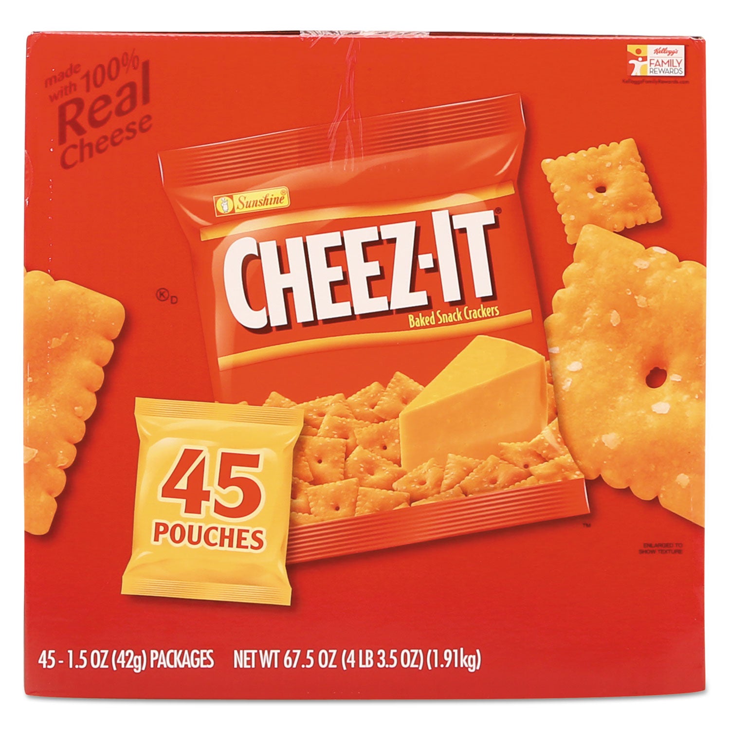 Sunshine Cheez-it Crackers, Original, 1.5 oz Pack, 45 Packs/Carton (827553)