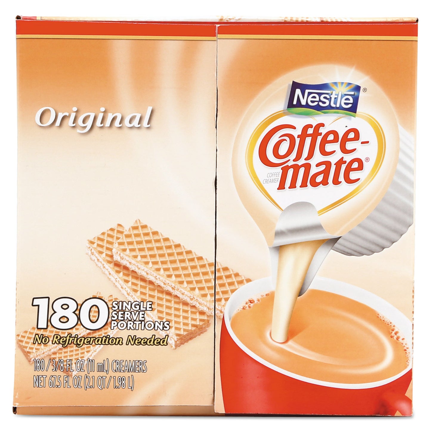 Coffee-mate Liquid Coffee Creamer, Original, 0.38 oz Mini Cups, 180/Carton (753032)