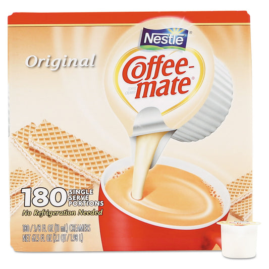 Coffee-mate Liquid Coffee Creamer, Original, 0.38 oz Mini Cups, 180/Carton (753032)