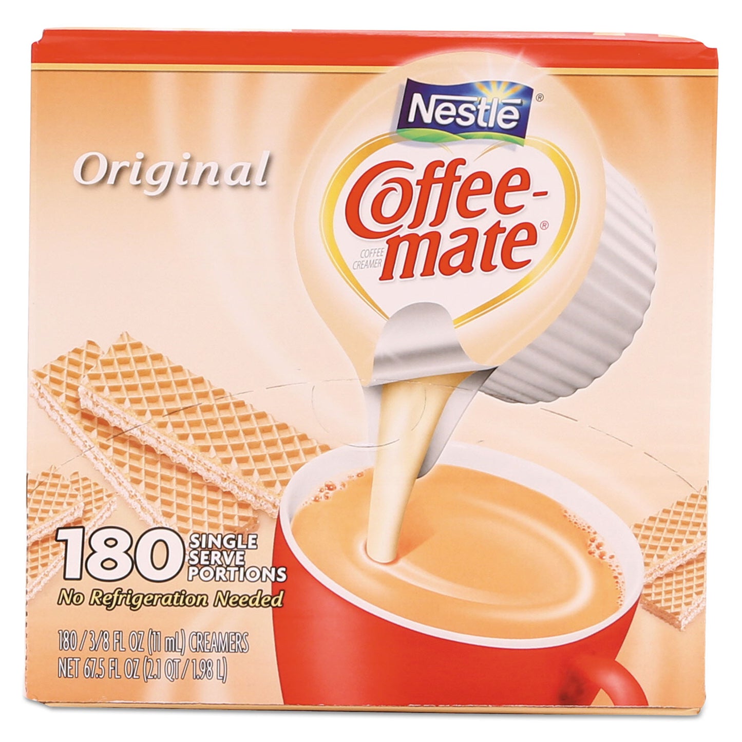 Coffee-mate Liquid Coffee Creamer, Original, 0.38 oz Mini Cups, 180/Carton (753032)