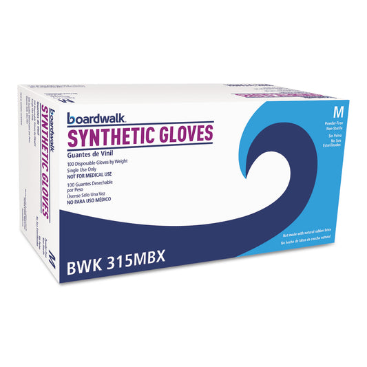 Boardwalk Powder-Free Synthetic Vinyl Gloves, Medium, Cream, 4 mil, 1,000/Carton (315MCT)